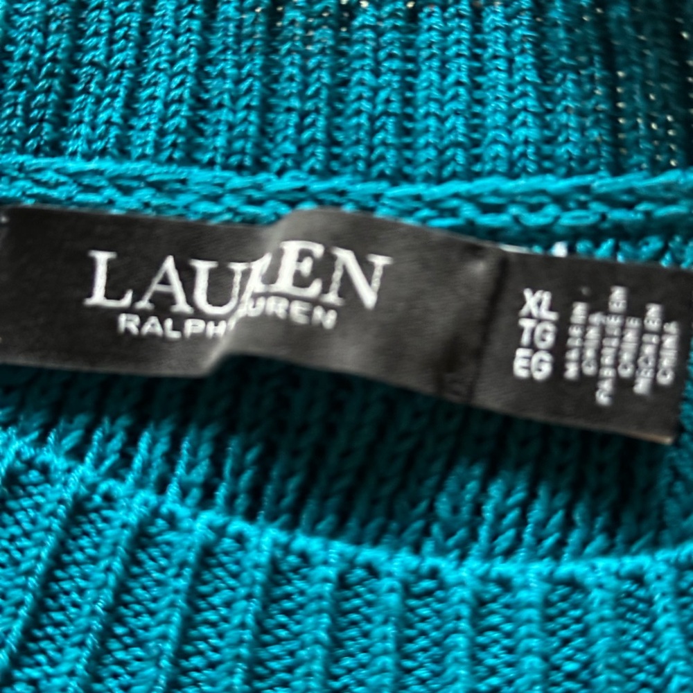 Lauren Ralph Lauren Turquoise sweater size XL new with tags .